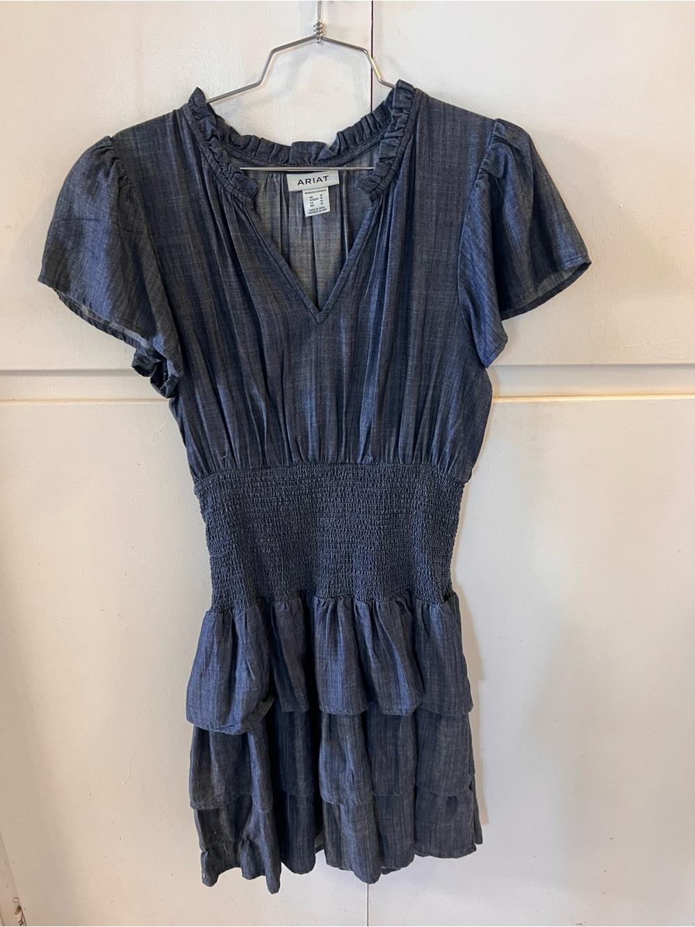 Ariat Chambray Tiered Smocked Waist Dress